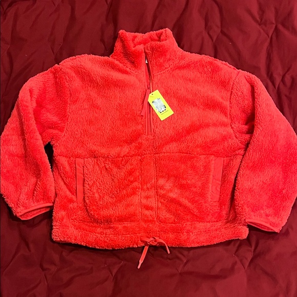 all in motion Jackets & Blazers - All in Motion Vibrant coral fluffy Fleece Jacket size small NWT